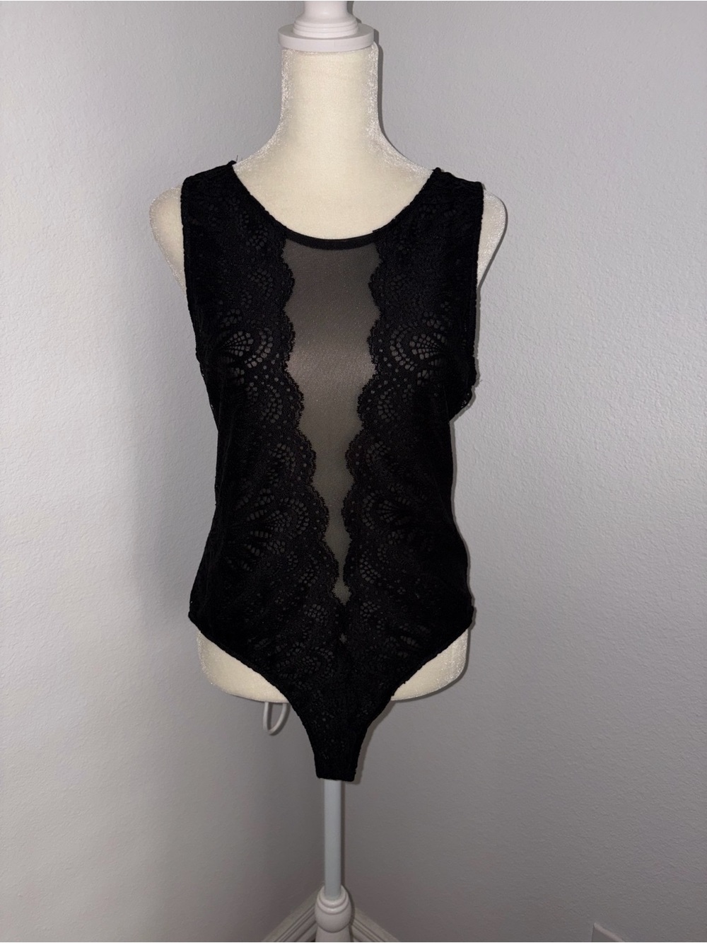 Ambiance Black Lace Mesh Bodysuit